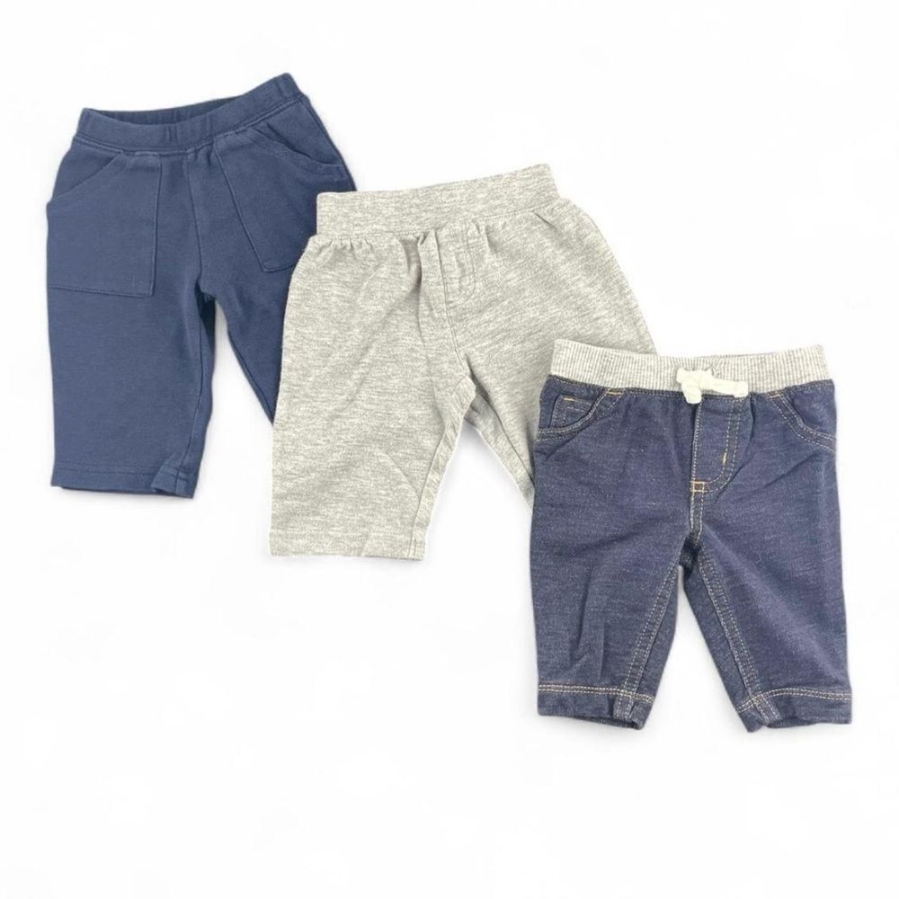 Kids Casual Bottoms Set - Blue, Gray, and Denim size 3 months